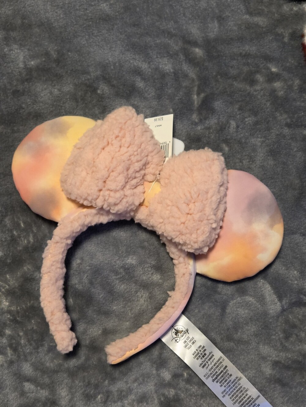 Disney Pink Sherpa Bow Tie-Dye Ear Headband